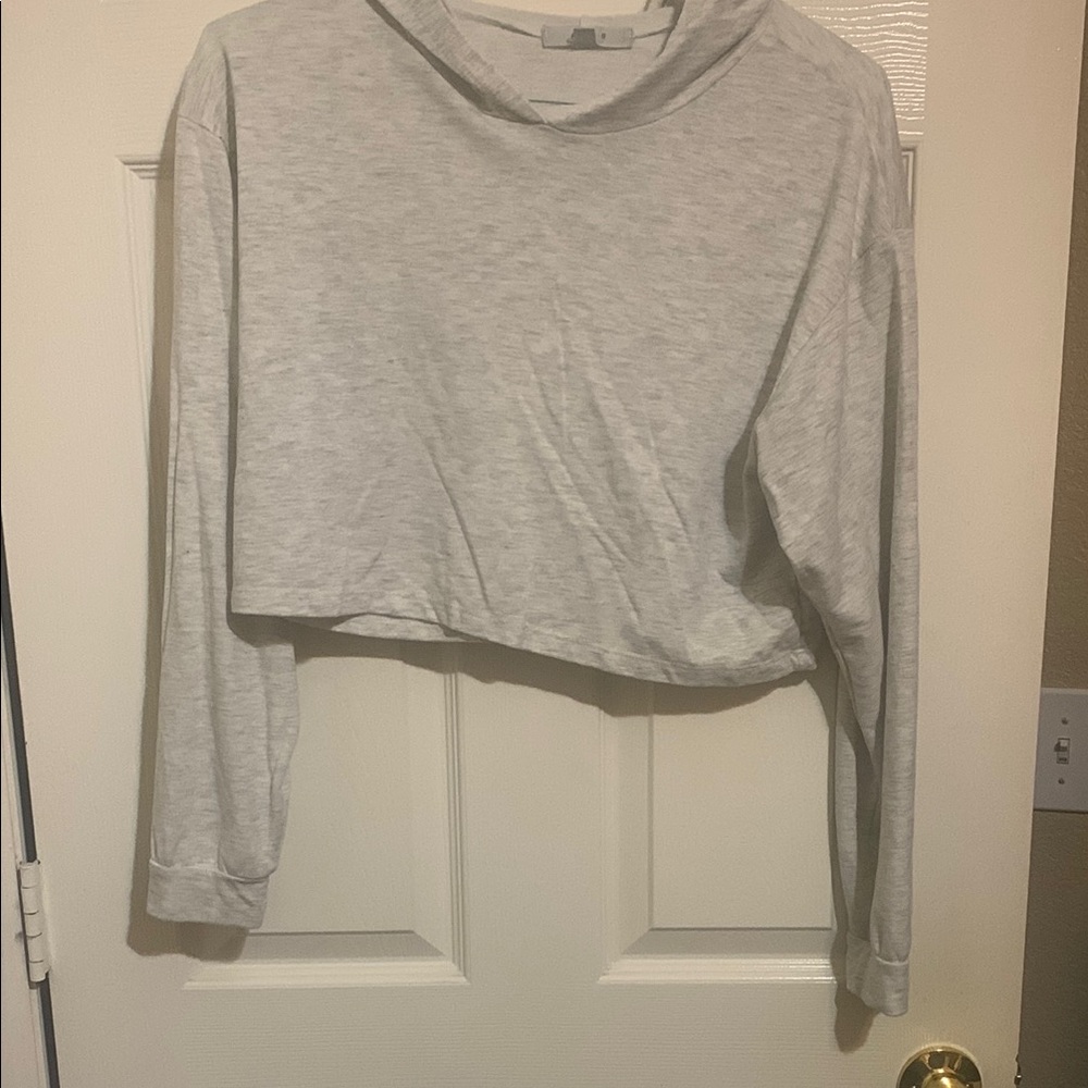 Gray Cropped Long Sleeve Top